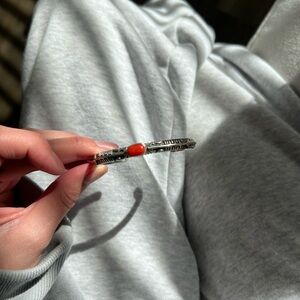 Zuni Coral Sterling Silver Cuff